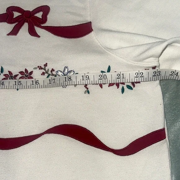Alfred Dunner White and Red long  Sleeve  pullover  L petite VTG red bow - Picture 12 of 15